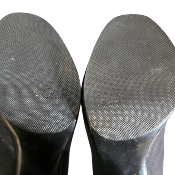 Coach Corey Black Peep Toe Bow 4" Block Heels Pumps Size 8.5B - Picture 11 of 12